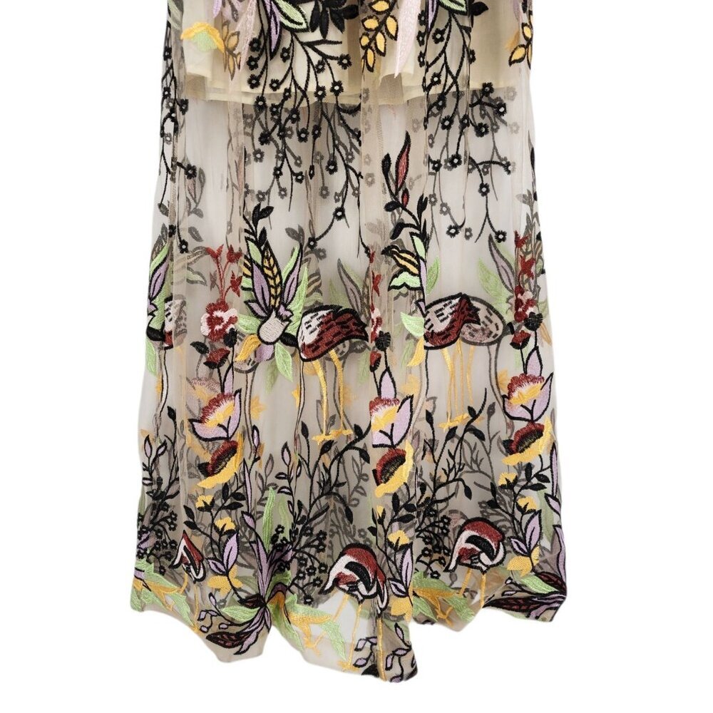 L'Atiste by Amy Womens Small Skirt Maxi Embroidered Floral Sheer Mesh Multicolor - Picture 5 of 13